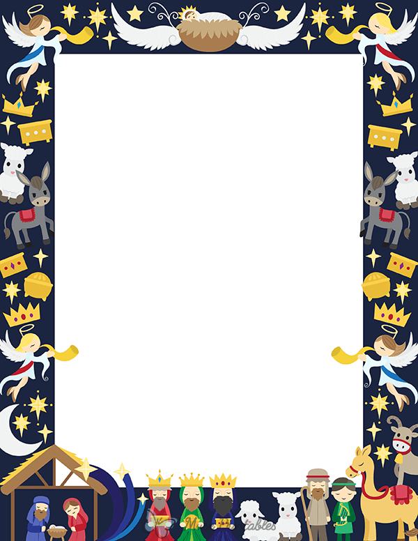 Printable nativity scene page border