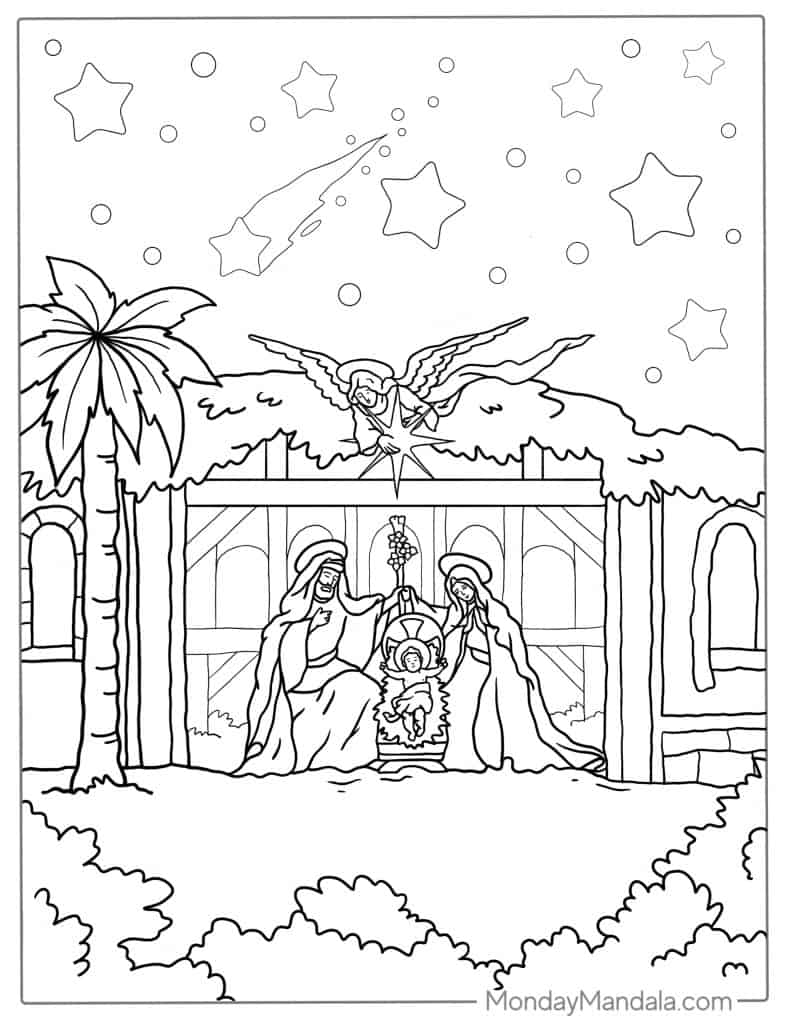 Nativity coloring pages free pdf printables