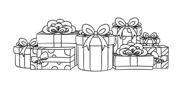 Christmas presents coloring pages stock illustrations royalty