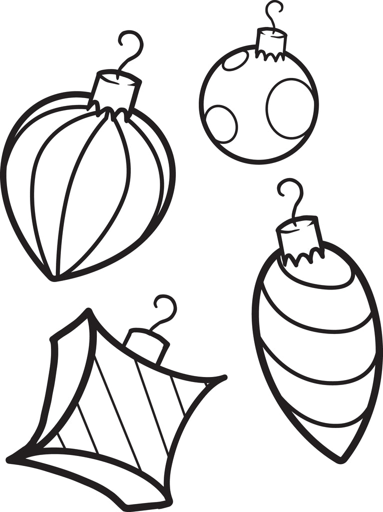 Printable christmas ornaments coloring page for kids â