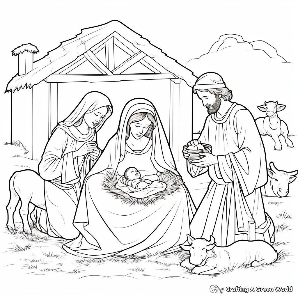 Nativity coloring pages