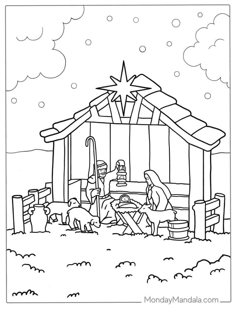 Nativity coloring pages free pdf printables