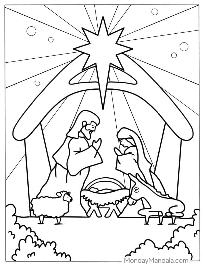 Nativity coloring pages free pdf printables