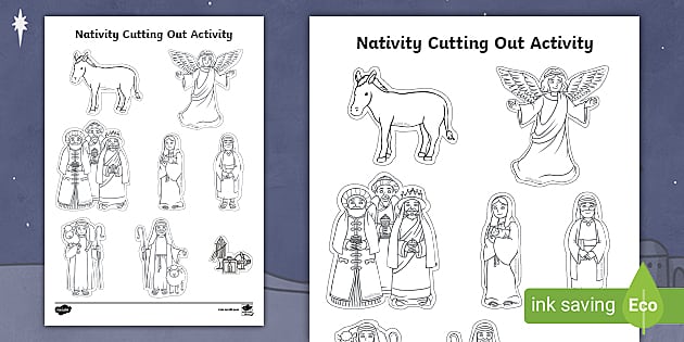 Free printable christmas nativity louring page