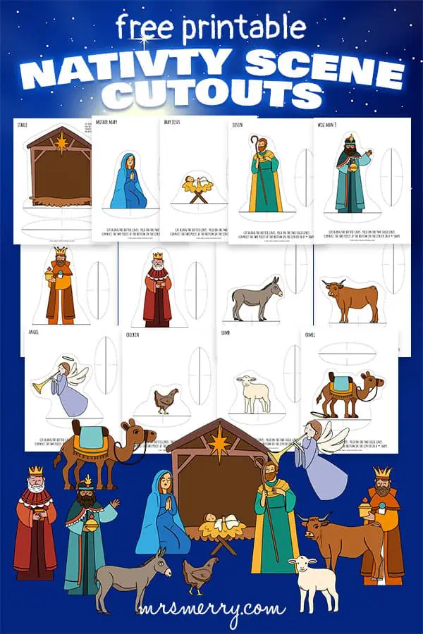 Free printable nativity scene cutouts mrs merry nativity scene crafts nativity coloring pages nativity printables