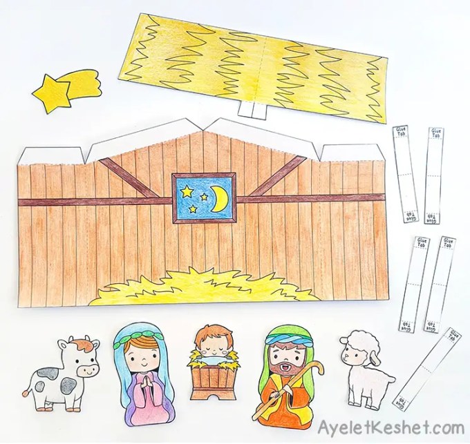 Printable nativity scene to color