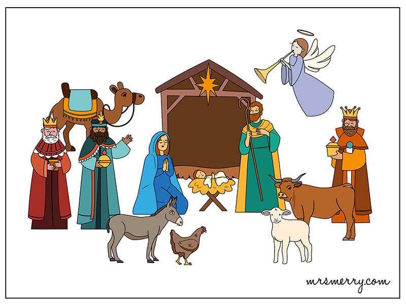 Free printable nativity scene cutouts mrs merry