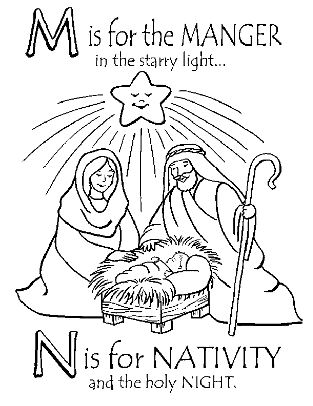 Free printable nativity coloring pages for kids