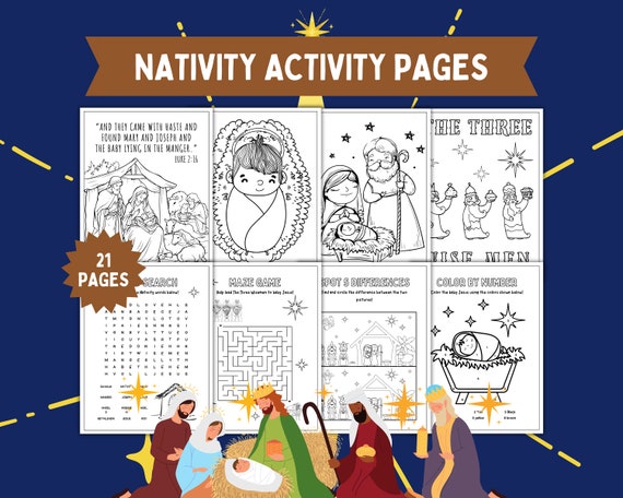 Nativity activity coloring pages epiphany scene kids christmas story coloring advent catholic christian school printable