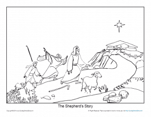 Christmas coloring page printable sheet about the shepherds story