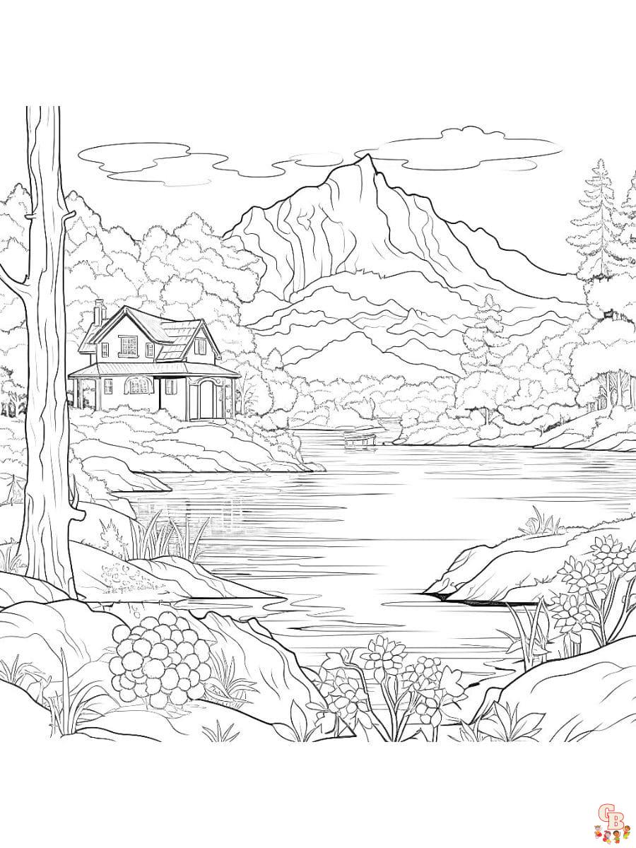 Printable lake coloring pages free for kids and adults