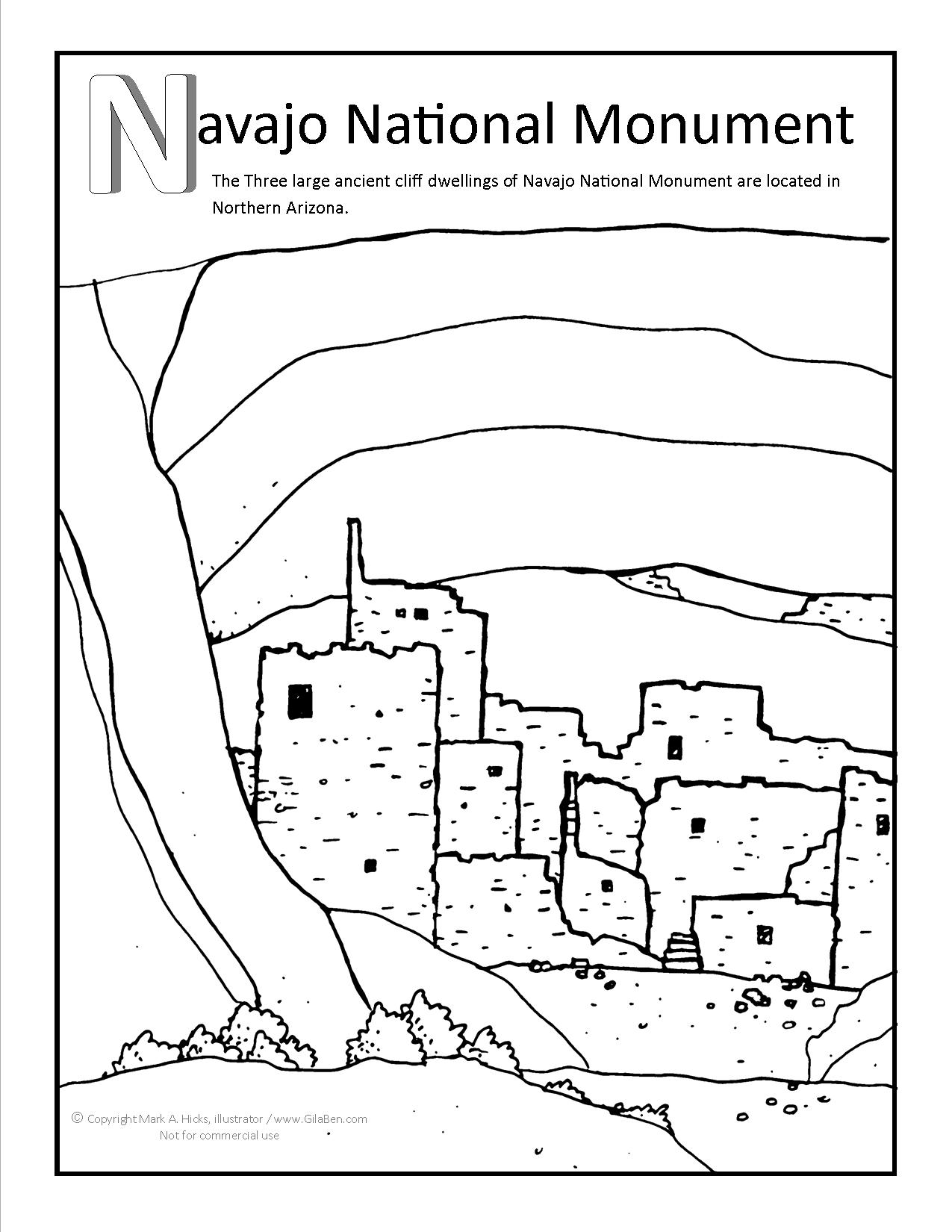 Navajo national monument coloring page