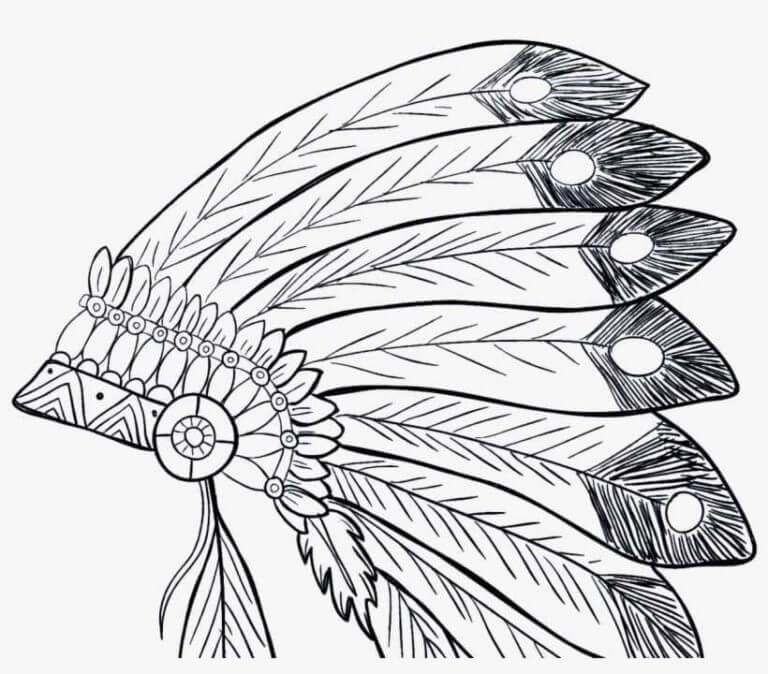 Indian feather crown coloring page