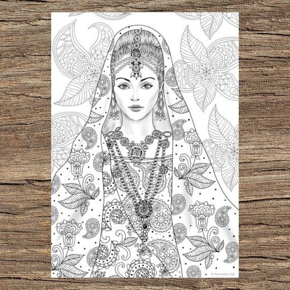 Indian girl printable adult coloring page from favoreads coloring book pages for adults and kids coloring sheets coloring designs