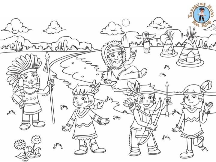 American indians coloring page