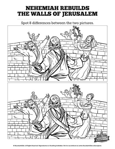 Book of nehemiah kids spot the difference can you spot the difference between these twâ sunday school activities sunday school worksheets sunday school lessons