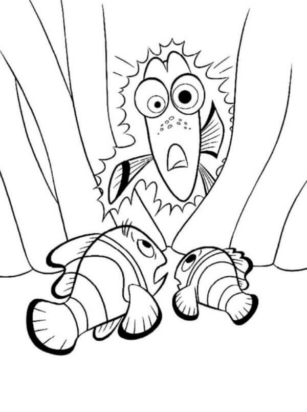 Fear seized marlin and nemo coloring page