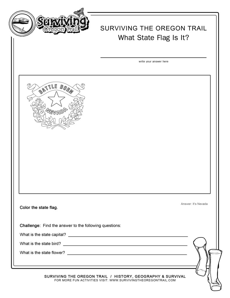 Coloring page state flag nevada printable worksheet