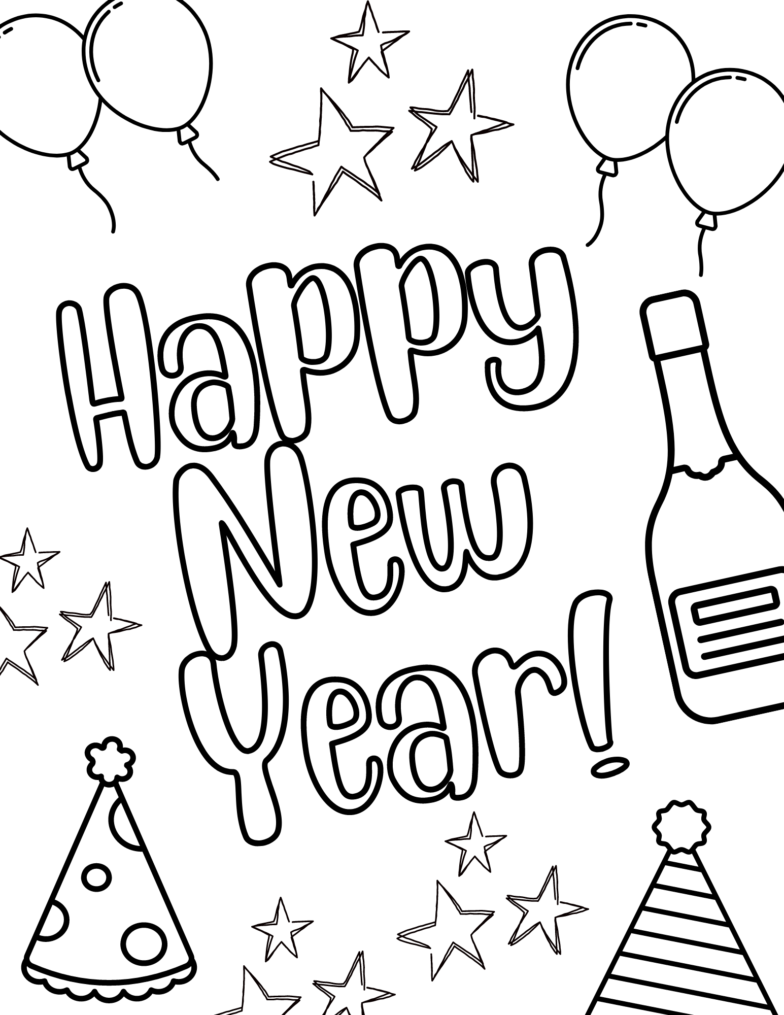 Free happy new year coloring pages for kids