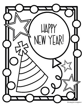 New year coloring dauber pages booklet clock hats noise makers party