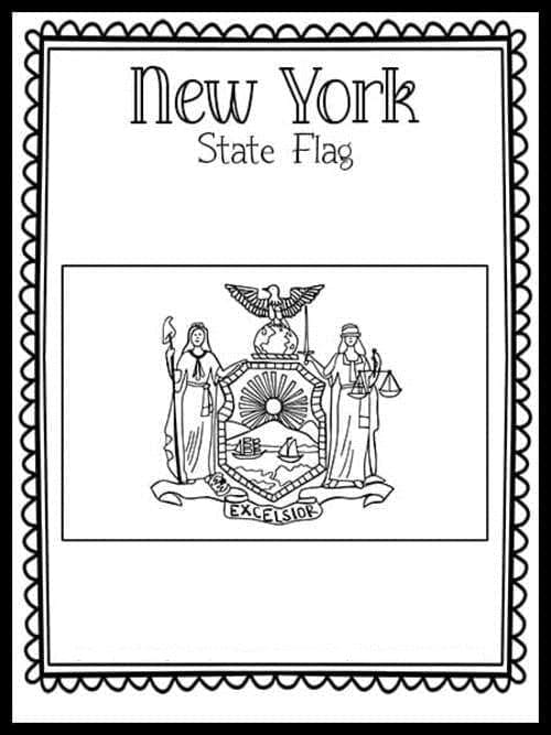 New york state flag image coloring page