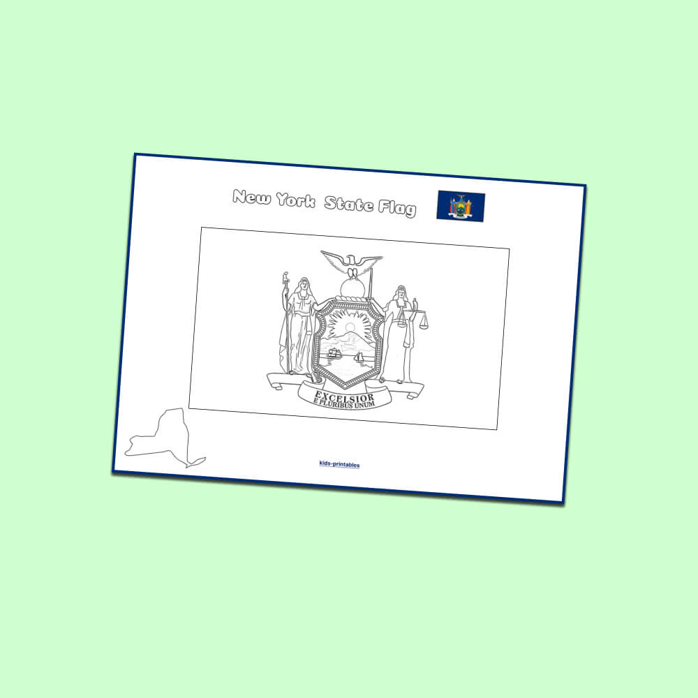 New york flag coloring page printable pdf kids