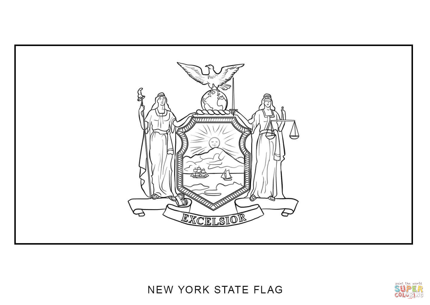 Flag of new york coloring page free printable coloring pages