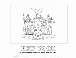 New york state flag worksheet education flag coloring pages education state flags