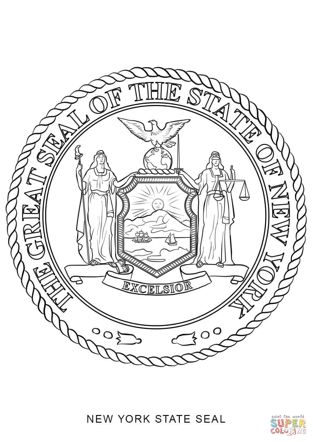 New york state seal coloring page free printable coloring pages