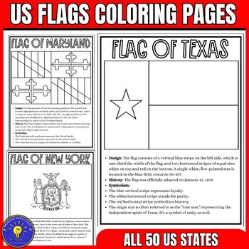 United state flags coloring pages all us states by knowledge world studio