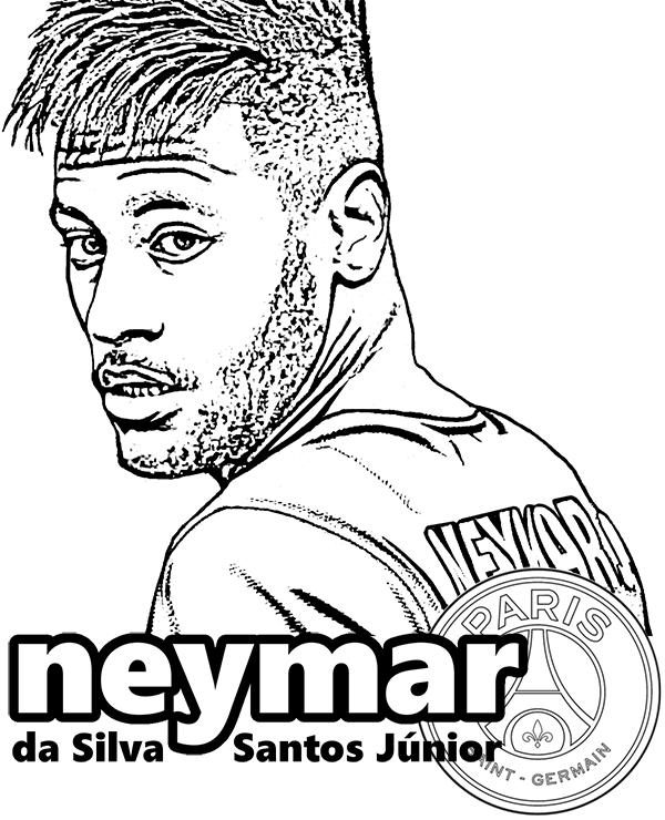 Neymar psg and brasil player coloring page