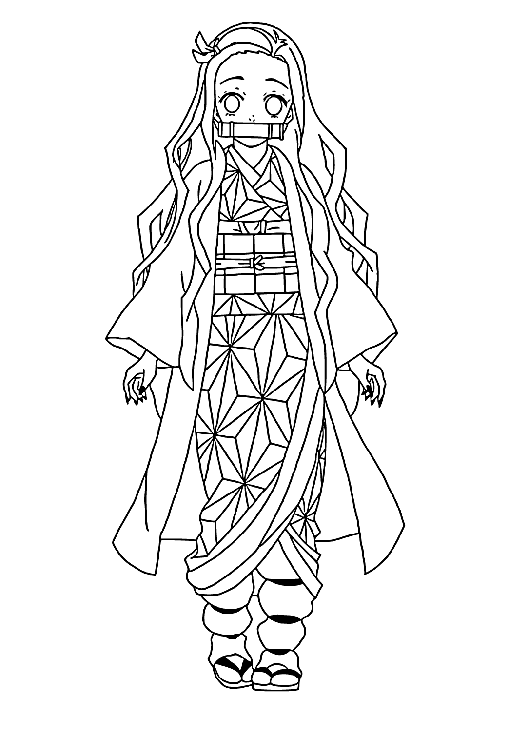 Free printable nezuko beautiful coloring page sheet and picture for adults and kids girls and boys