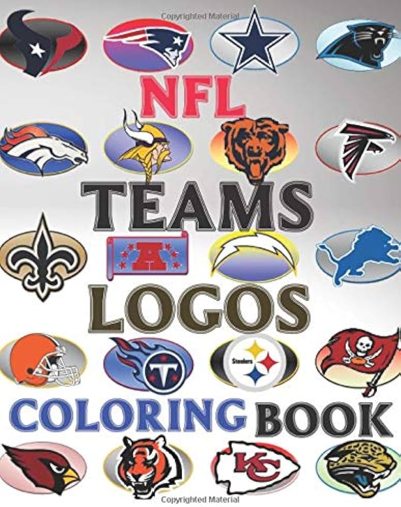 Nfl teams logos coloring book national football league colouring pages for kids and adults relieve stress express creativity large