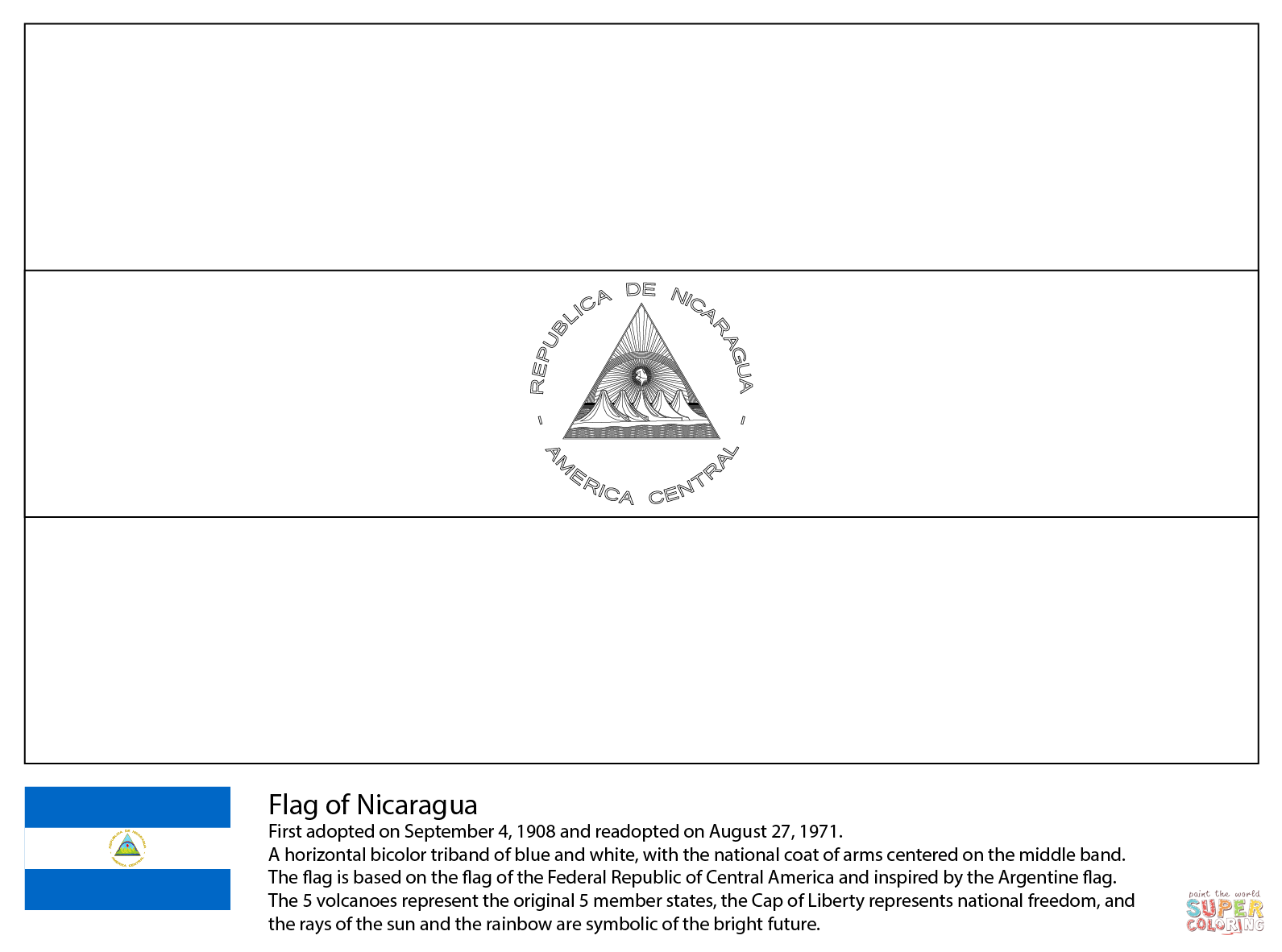Flag of nicaragua coloring page free printable coloring pages