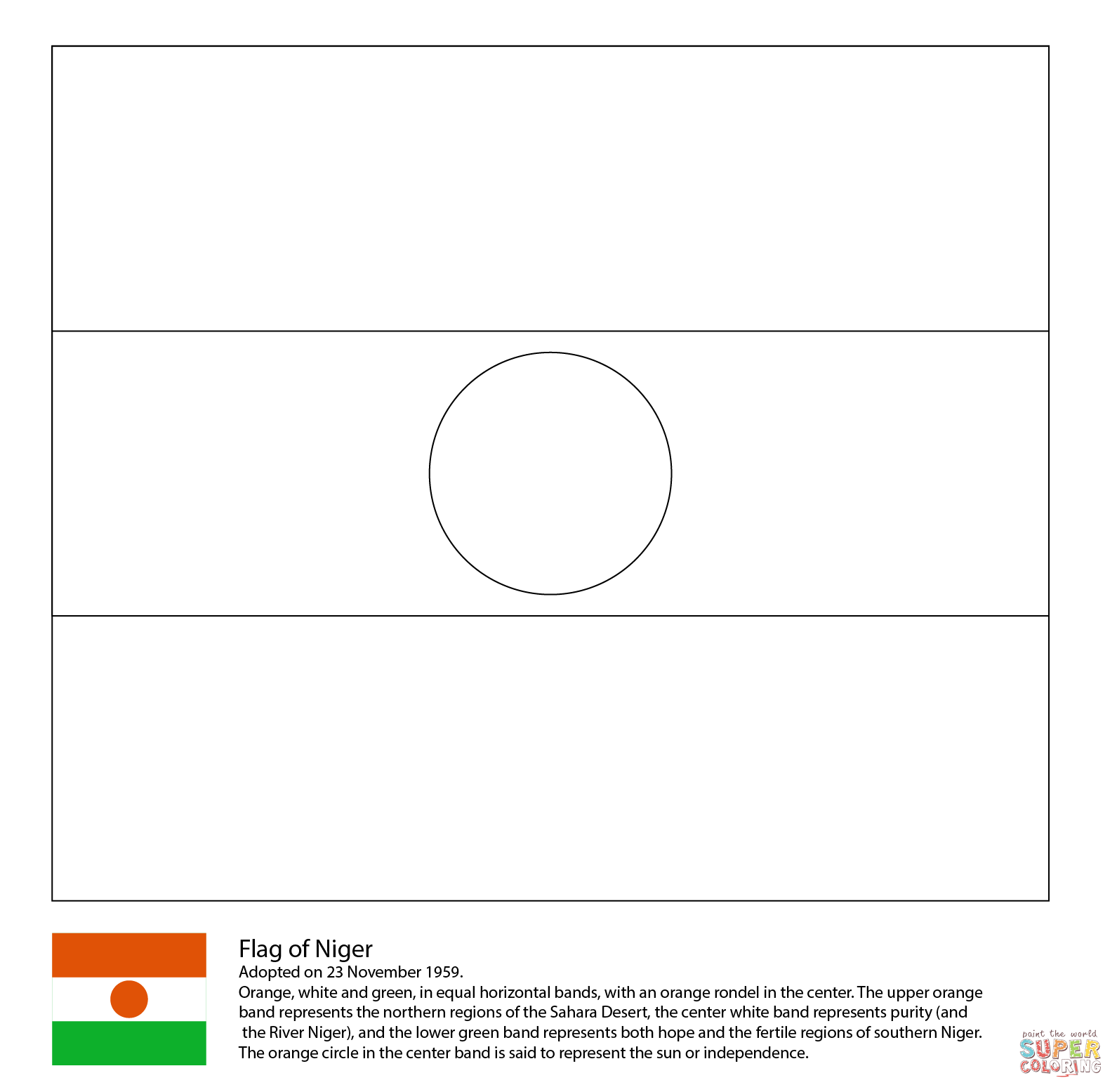 Flag of niger coloring page free printable coloring pages