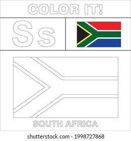 South africa flag coloring page kids stock vector royalty free