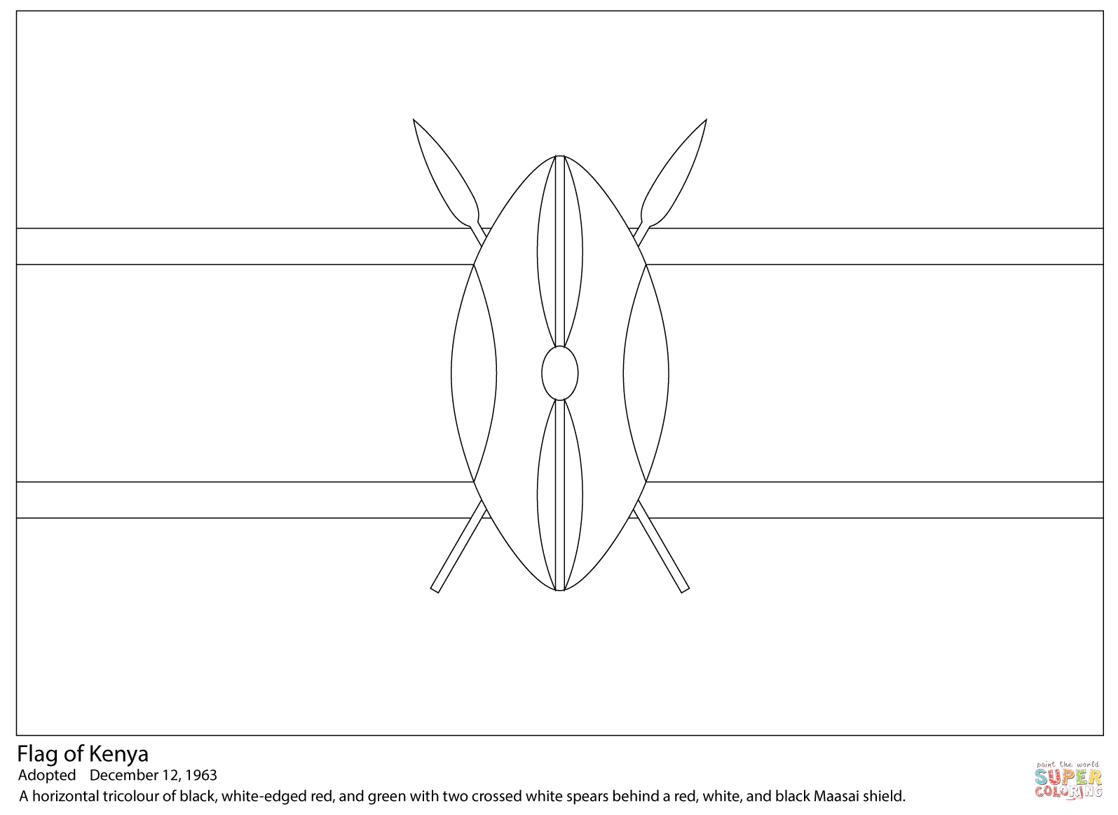 Kenya flag coloring page free printable coloring pages