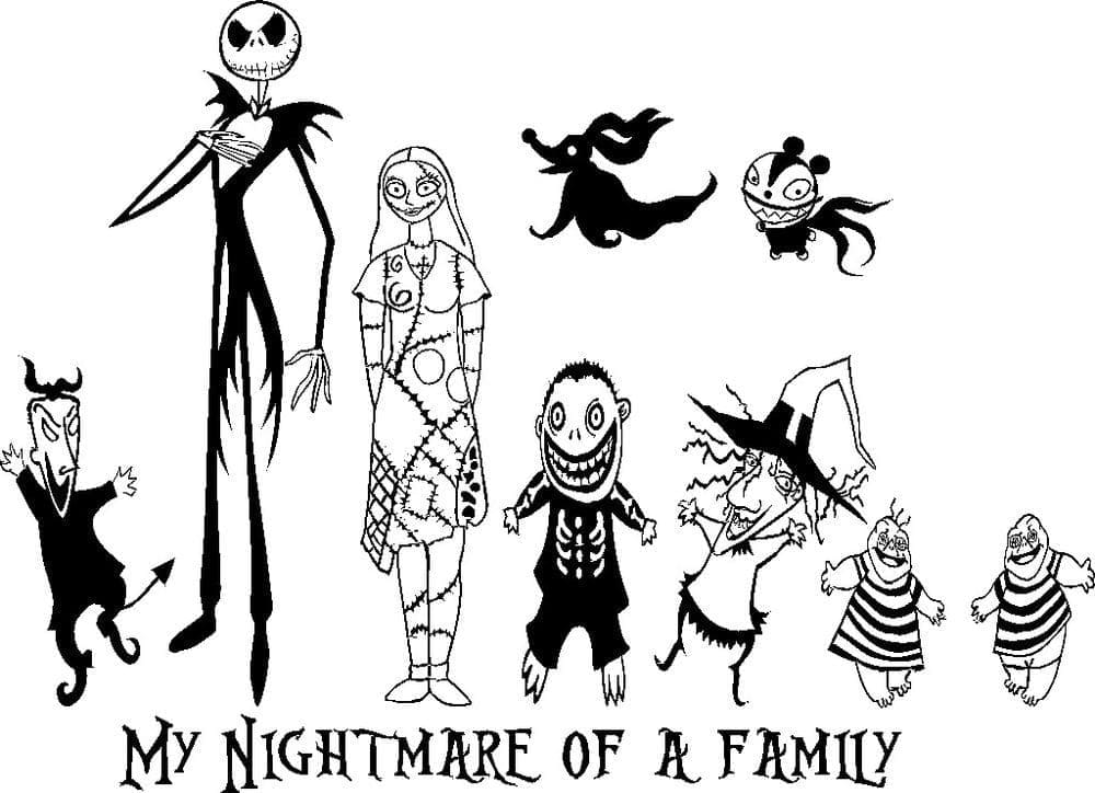 Jack and sally from nightmare before christmas coloring page