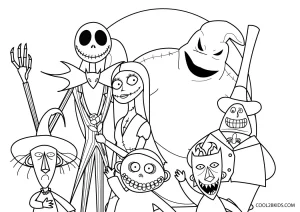 Free printable nightmare before christmas coloring pages for kids