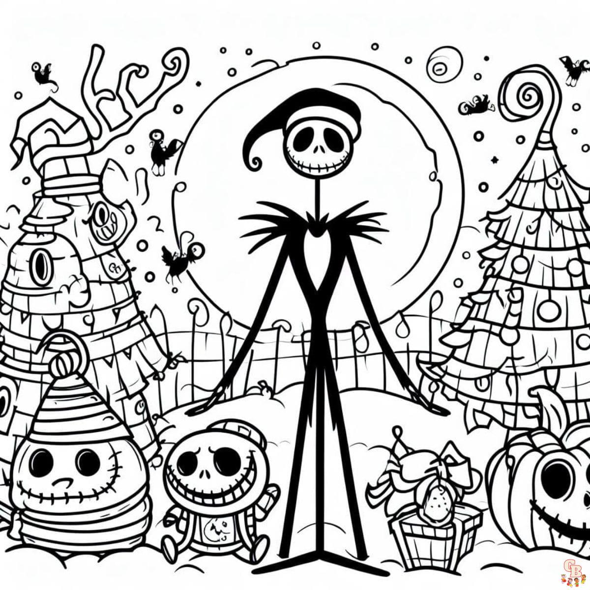 Free printable nightmare before christmas coloring pages