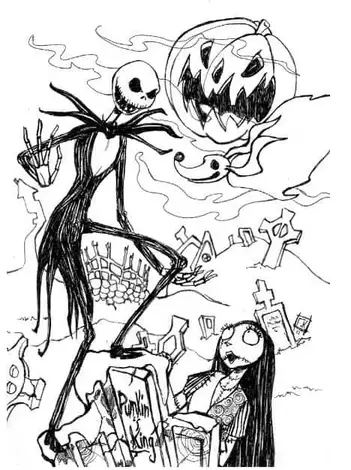 Iconic jack skellington coloring page from nightmare before christmas