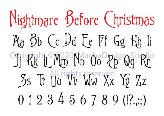 Nightmare before christmas font svg christmas font svg printable clipart svg font svg digital download font download instant download