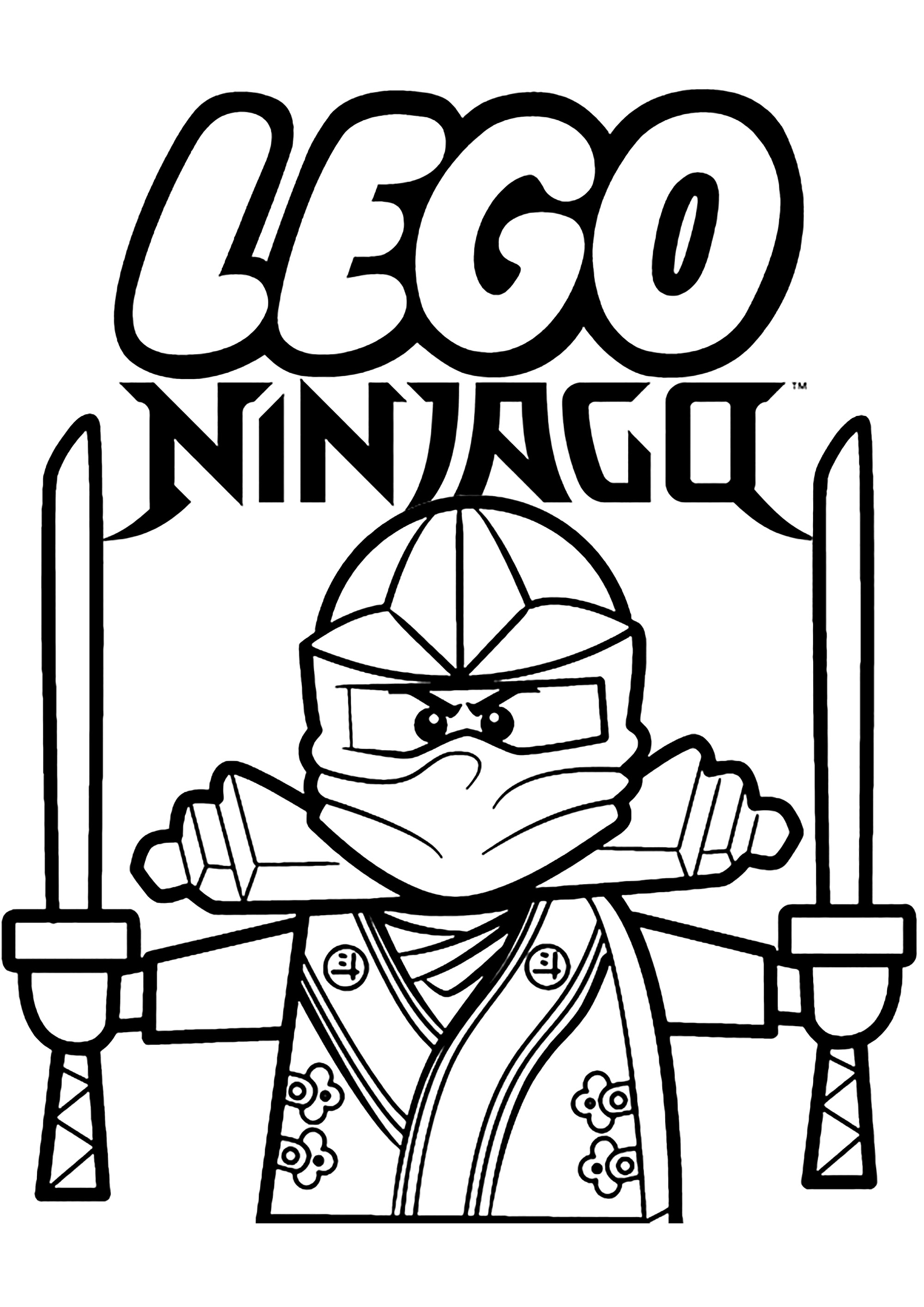 Lego ninjago character with two katanas