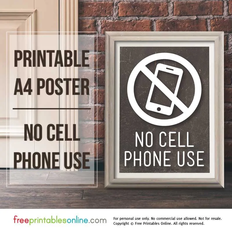 Printable no cell phone use sign