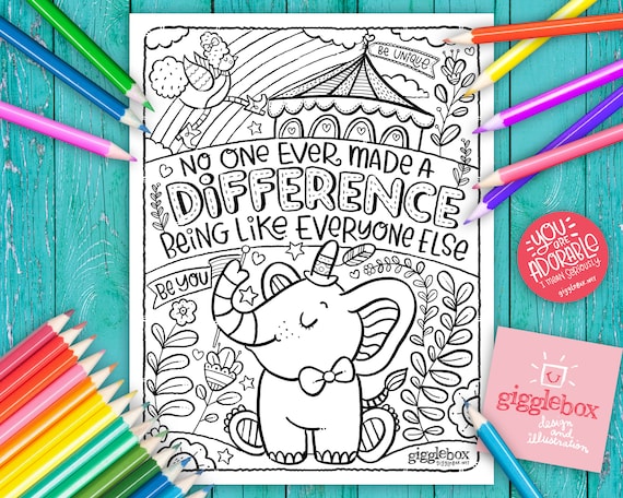 Printable coloring page instant download printable no one ever made a difference being like everyone else