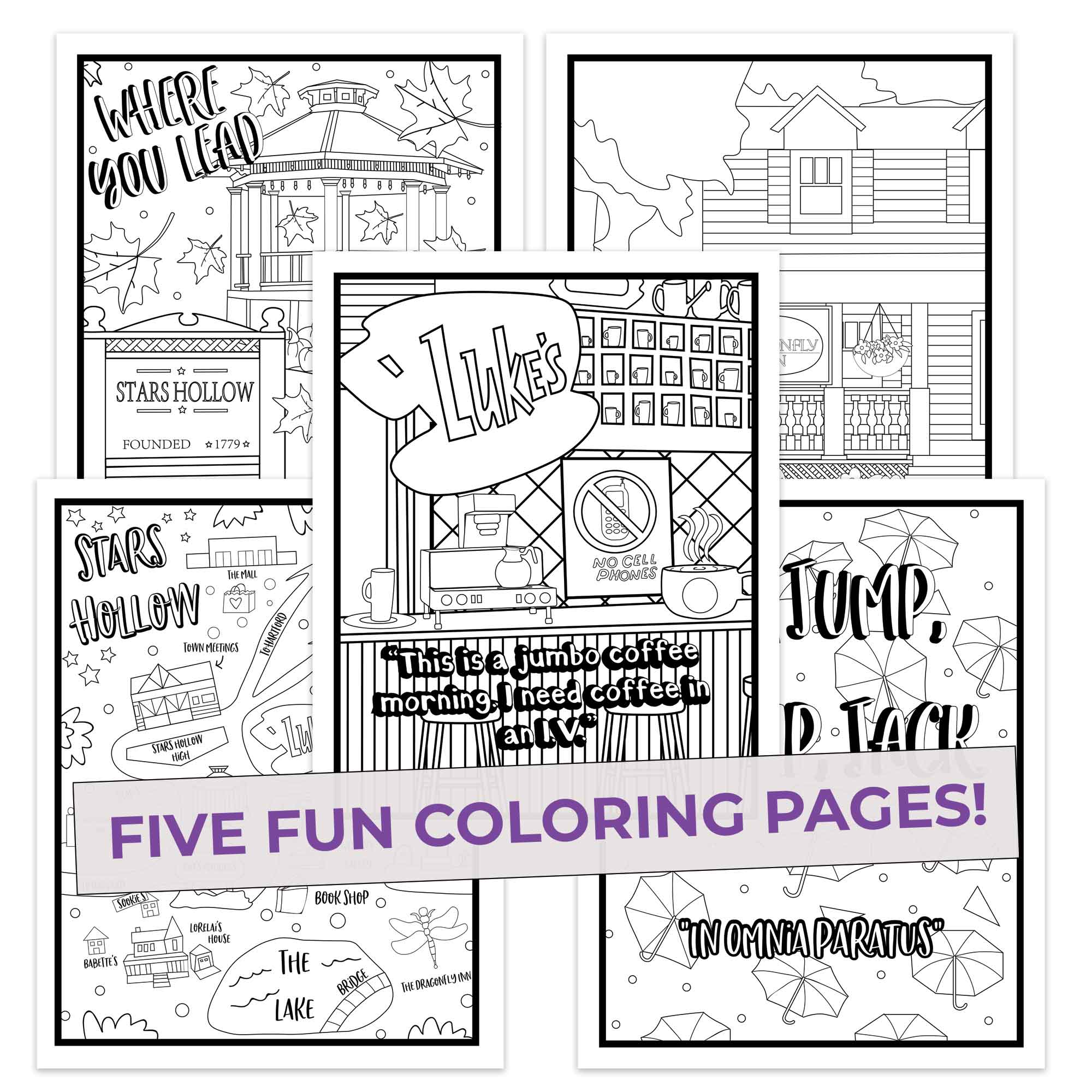 Gilmore girls coloring pages pack â pop colors