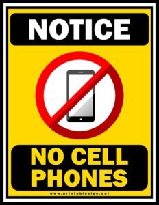 Printable no cell phones sign free download