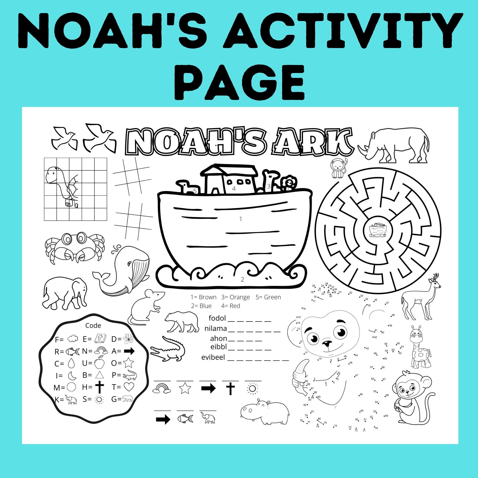 Noahs ark printable noahs ark activity sheet noahs ark craft church activity page church craft church coloring page activity