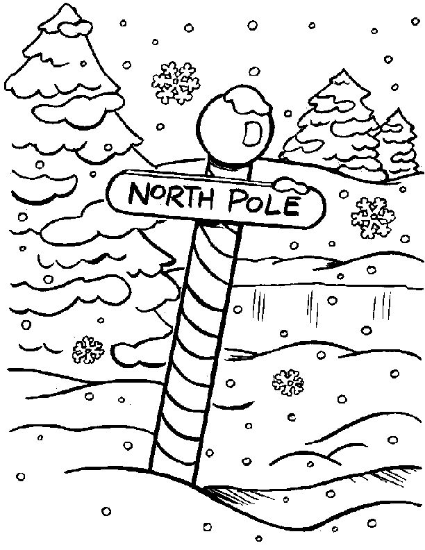 North pole sign santa coloring pages coloring pages winter christmas coloring pages