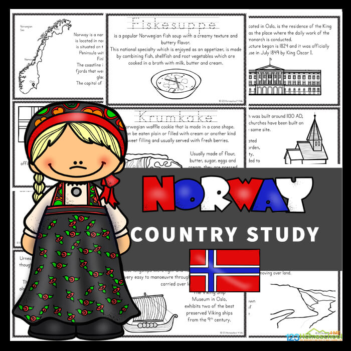 Free norway for kids book to color and learn